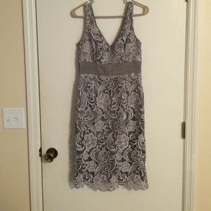 Adrianna Papell Silver/Grey Lace Dress